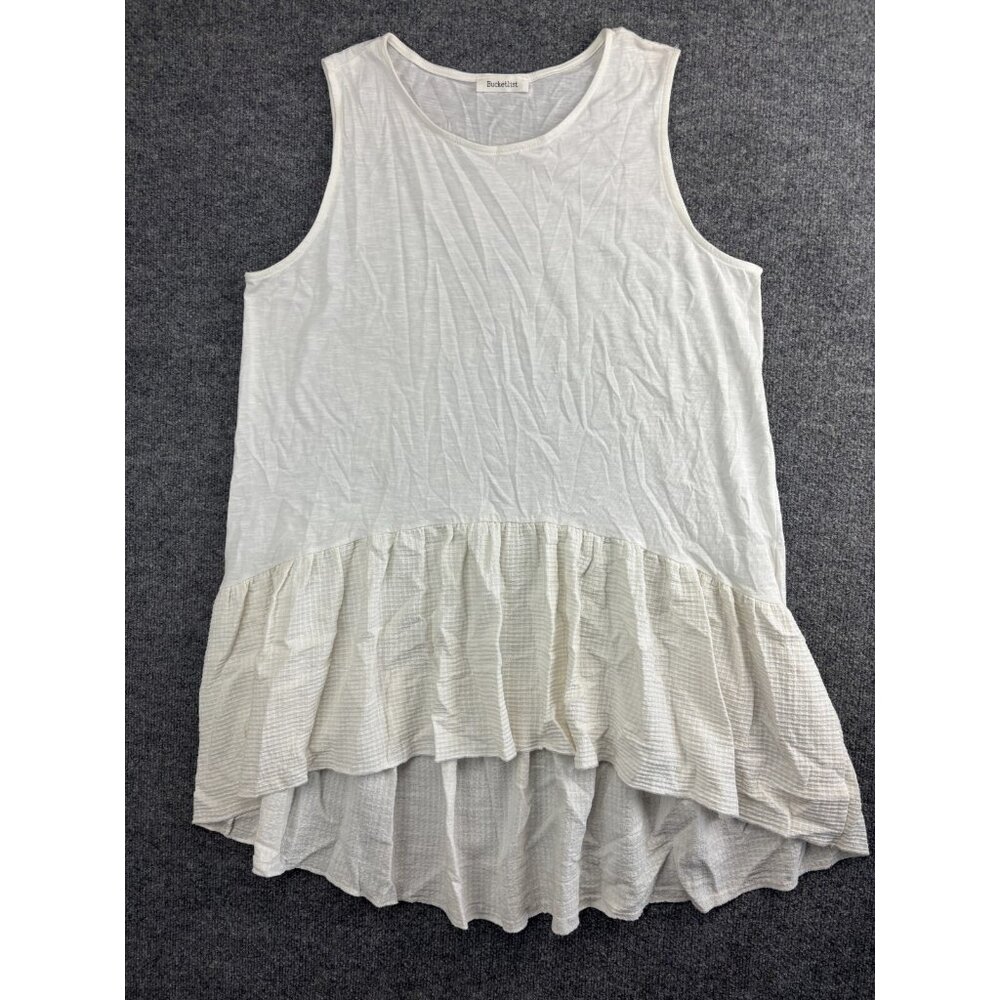 Bucketlist Dress Women's Medium White Sleeveless‎ Sun Hi Low Hem